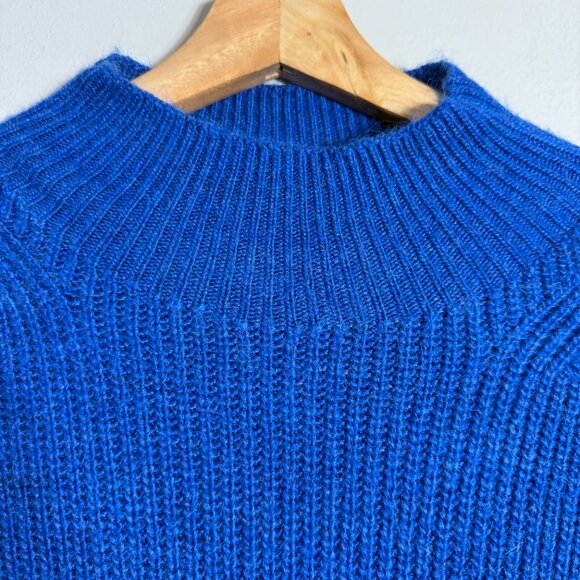 MNG Mock Neck Knit Sweater Pullover Women's Small Blue Chunky Oversized Comfy - Picture 6 of 14